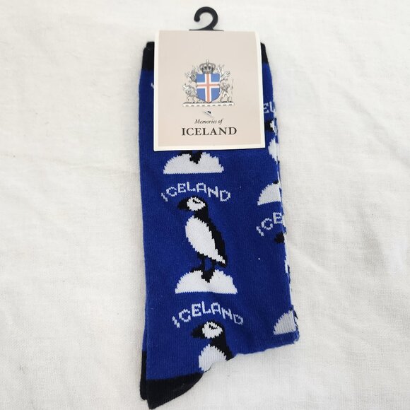 New Iceland Penguin Blue Socks High Size 4-8 - Picture 1 of 3